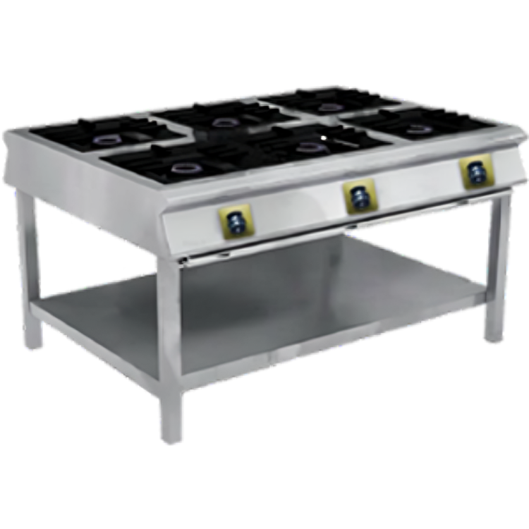 Cocina industrial de 6 hornillas isla