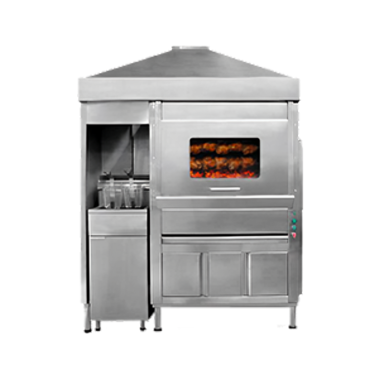 horno con cabina + freidora en acero inoxidable