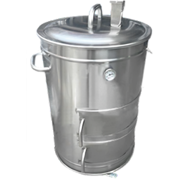 cilindro grande con medidor de temperatura en acero inoxidable